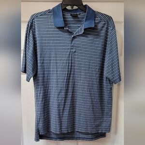 $94 Bobby Jones Men's Blue Striped Short Sleeve Polo Cotton Golf Shirt Size XL